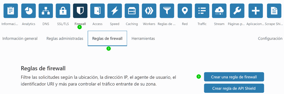 Crear regla de firewall en Cloudflare