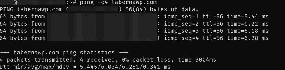 Ping para comprobar la conectividad