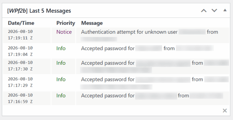 Widget WordPress de fail2ban