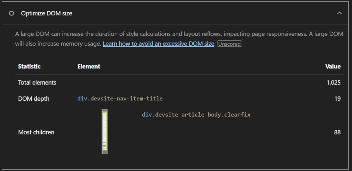 Optimize DOM size